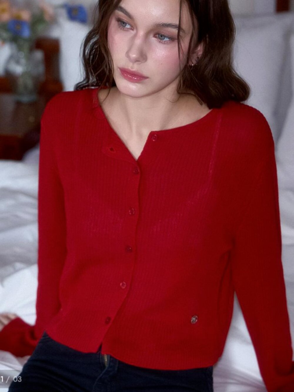 NWOT Rose Frantz Linen Cardigan in Red
